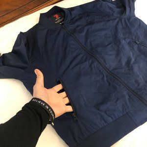 TRR Mens MEDIUM Navy Blue Lightweight Full Zip 100% Poly Sports Jacket B72